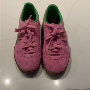 Puma Pink and Green Sneakers- women’s size 7, Kids size 5.5